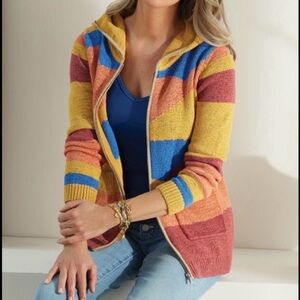 Soft Surroundings Zip-Up Hooded Sweater Cardigan